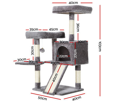 i.Pet Cat Tree Tower Scratching Post Scratcher Wood Condo House Bed Trees 103cm