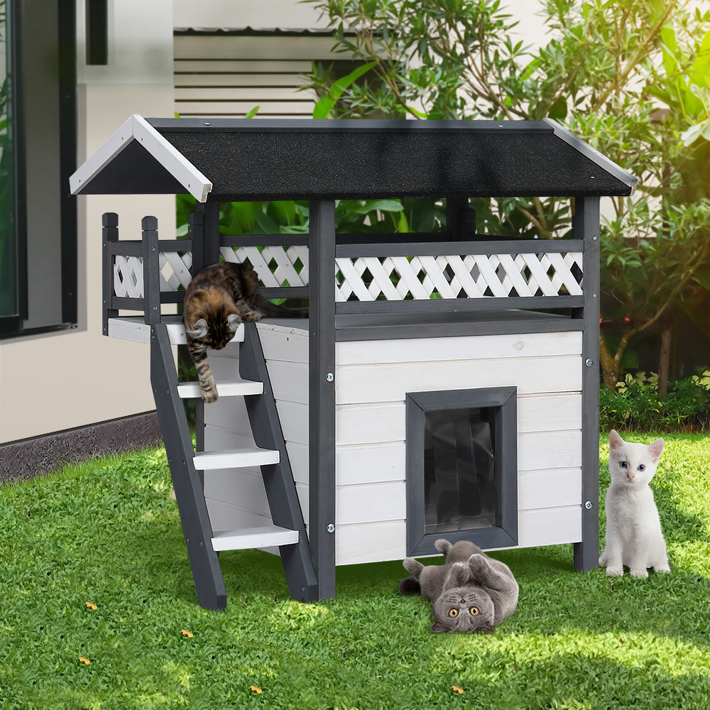 i.Pet Rabbit Hutch Cat House Shelter Outdoor Wooden Small Dog Pet Houses Kennel