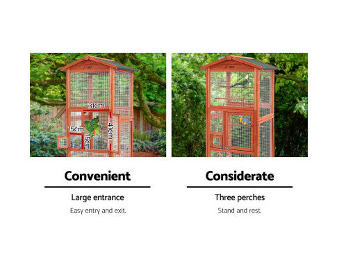 i.Pet Bird Cage Wooden Pet Cages Aviary Large Carrier Travel Canary Cockatoo Parrot XL