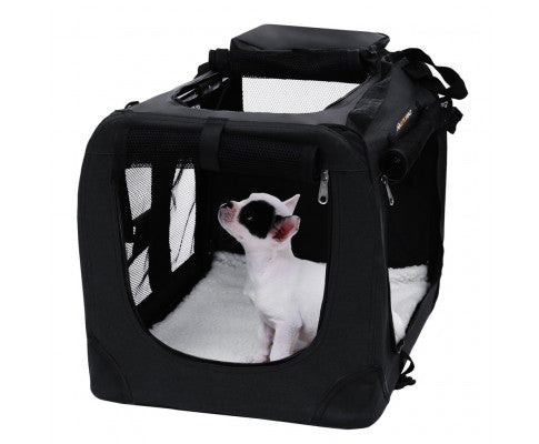 FEANDREA Dog Kennel Transport Box Folding Fabric Pet Carrier 70cm Black