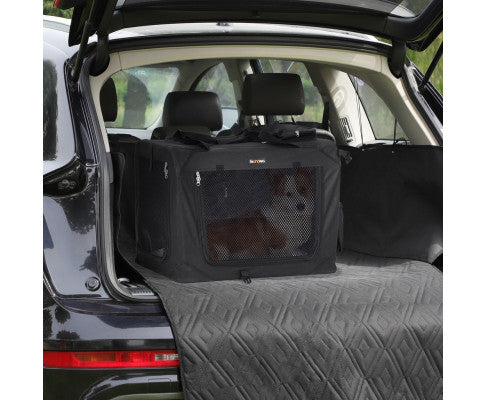 FEANDREA Dog Kennel Transport Box Folding Fabric Pet Carrier 70cm Black