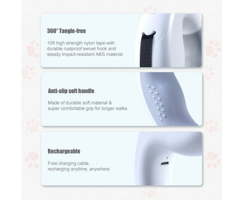 Floofi Dounght Dog Leash with USB and LED Black FI-PC-125-HC