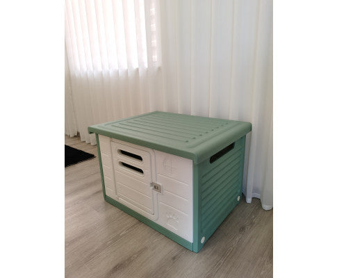 Medium Plastic Pet Dog Puppy Cat House Kennel Green
