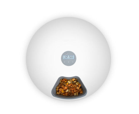 6 Meal Automatic Pet Dog Cat Food Feeder Dispenser with Programmable Timer White