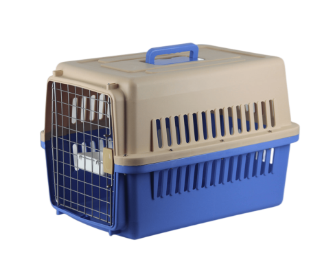 New Medium Dog Cat Rabbit Crate Pet Carrier Cage With Bowl & Tray Blue