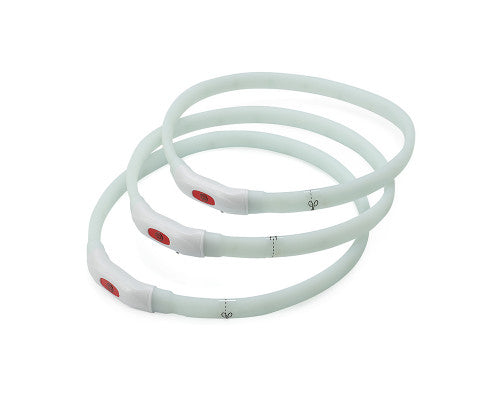 Medium 55CM LED Dog Collar USB Rechargeable Night Glow Flashing Light Up Safety Pet Collars