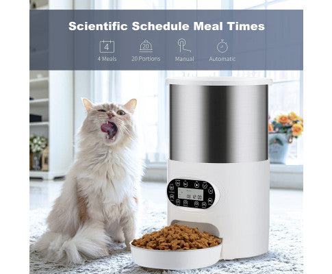 Electric Automatic Pet Dog Cat Rabbit Feeder Stainless Steel 3L Dispenser