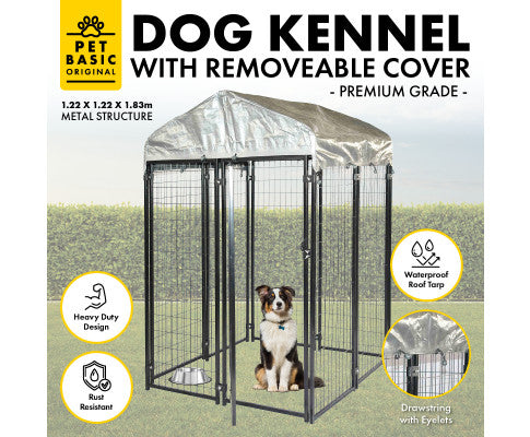 Pet Basic 1.83 x 1.22 x 1.22m Dog Kennel Enclosure Waterproof Lockable Gate