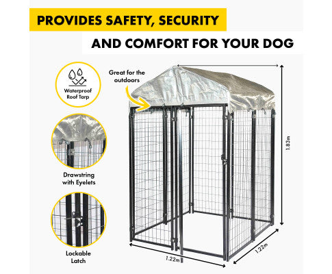 Pet Basic 1.83 x 1.22 x 1.22m Dog Kennel Enclosure Waterproof Lockable Gate