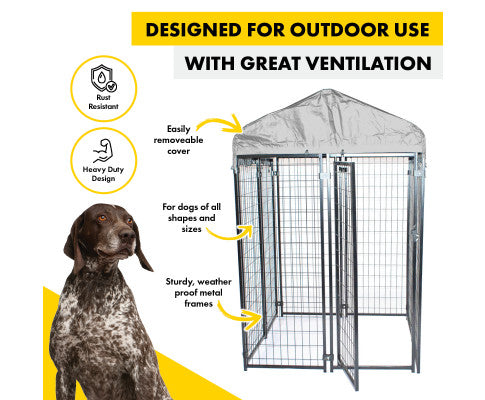 Pet Basic 1.83 x 1.22 x 1.22m Dog Kennel Enclosure Waterproof Lockable Gate