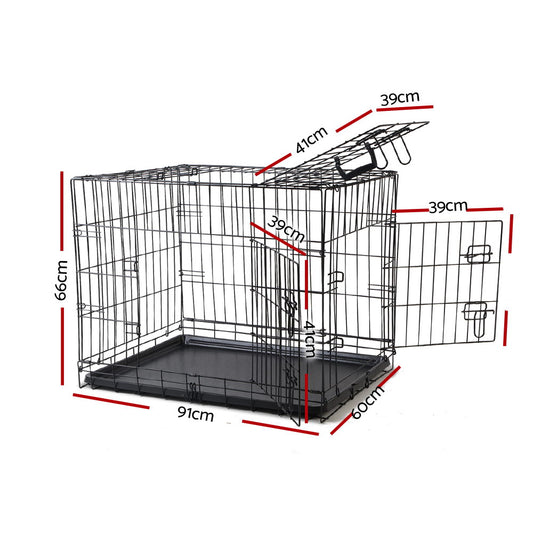 i.Pet Dog Cage 36inch Pet Cage - Black 