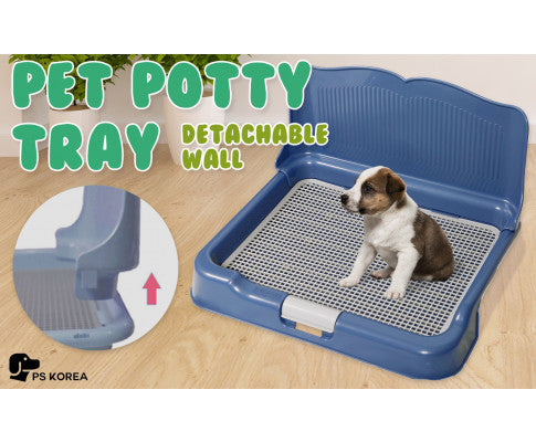 PS KOREA Blue Dog Pet Potty Tray Training Toilet Detachable Wall T2