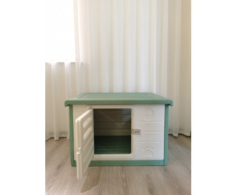 Medium Plastic Pet Dog Puppy Cat House Kennel Green